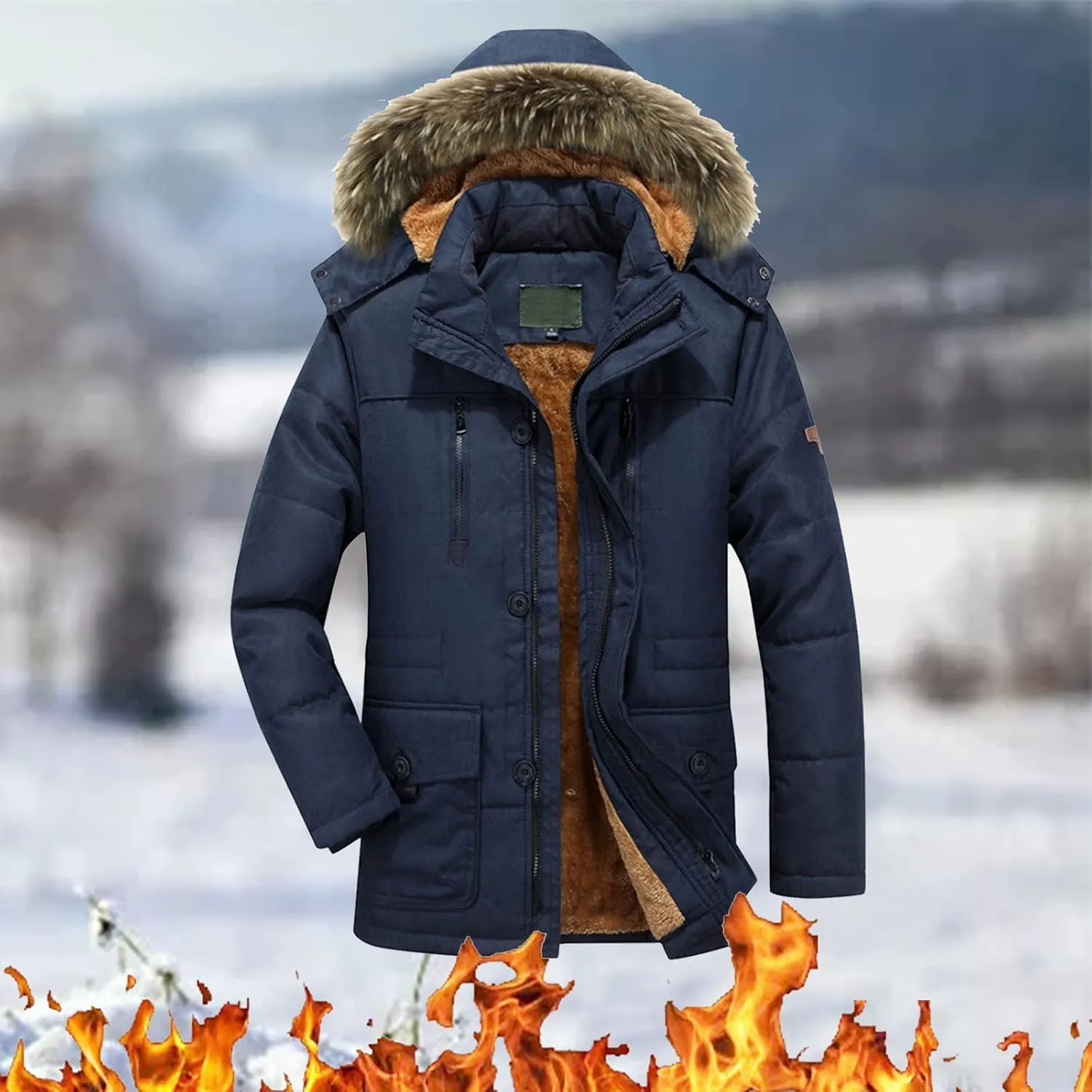 LCMTWX Men's Thick Thermal Winter Jacket Stand Collar Knitted Splice Sweater Coat Casual Cardigan Stylish Outwear Mens
