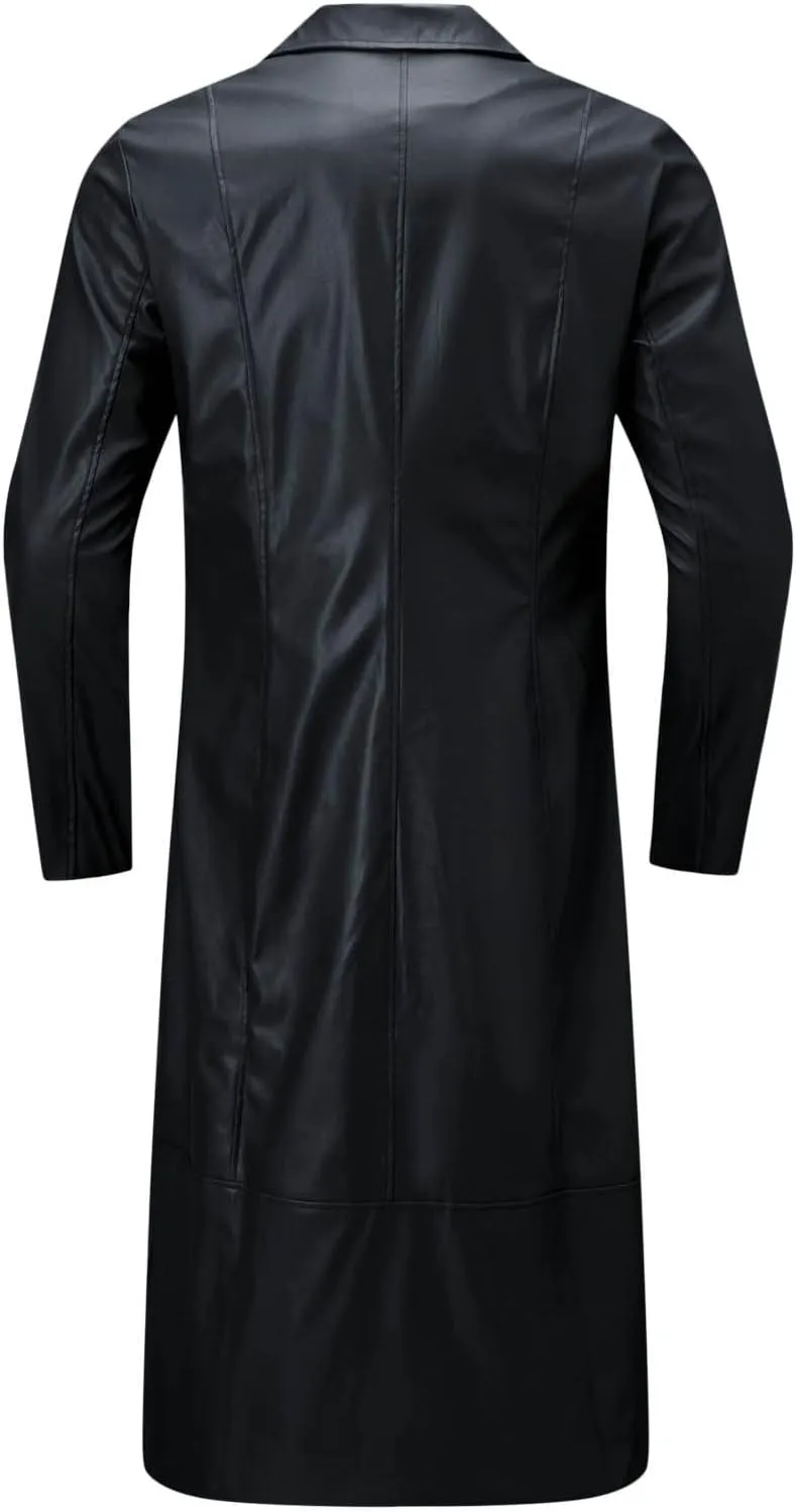 LCMTWX Men's Thicken Warm Winter Coat Solid Color Jacket Leather Windbreaker Long Sleeve Coats Warm Long Winter Jackets
