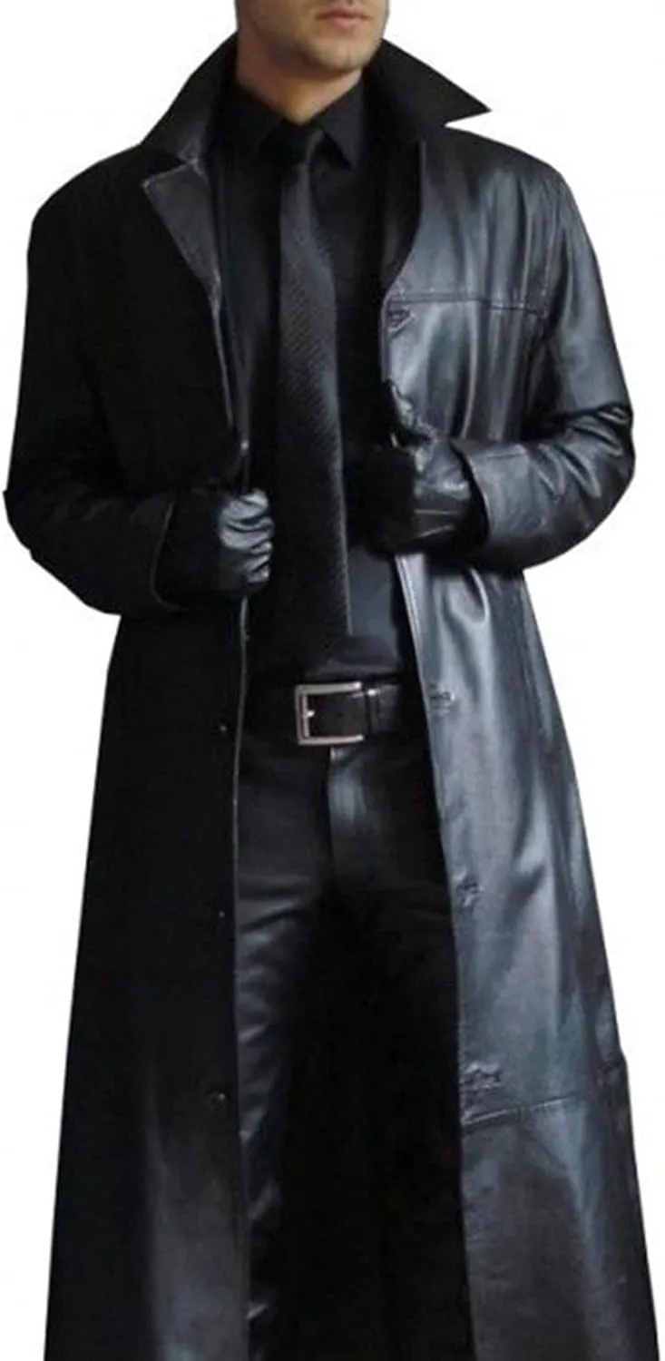 LCMTWX Men's Thicken Warm Winter Coat Solid Color Jacket Leather Windbreaker Long Sleeve Coats Warm Long Winter Jackets