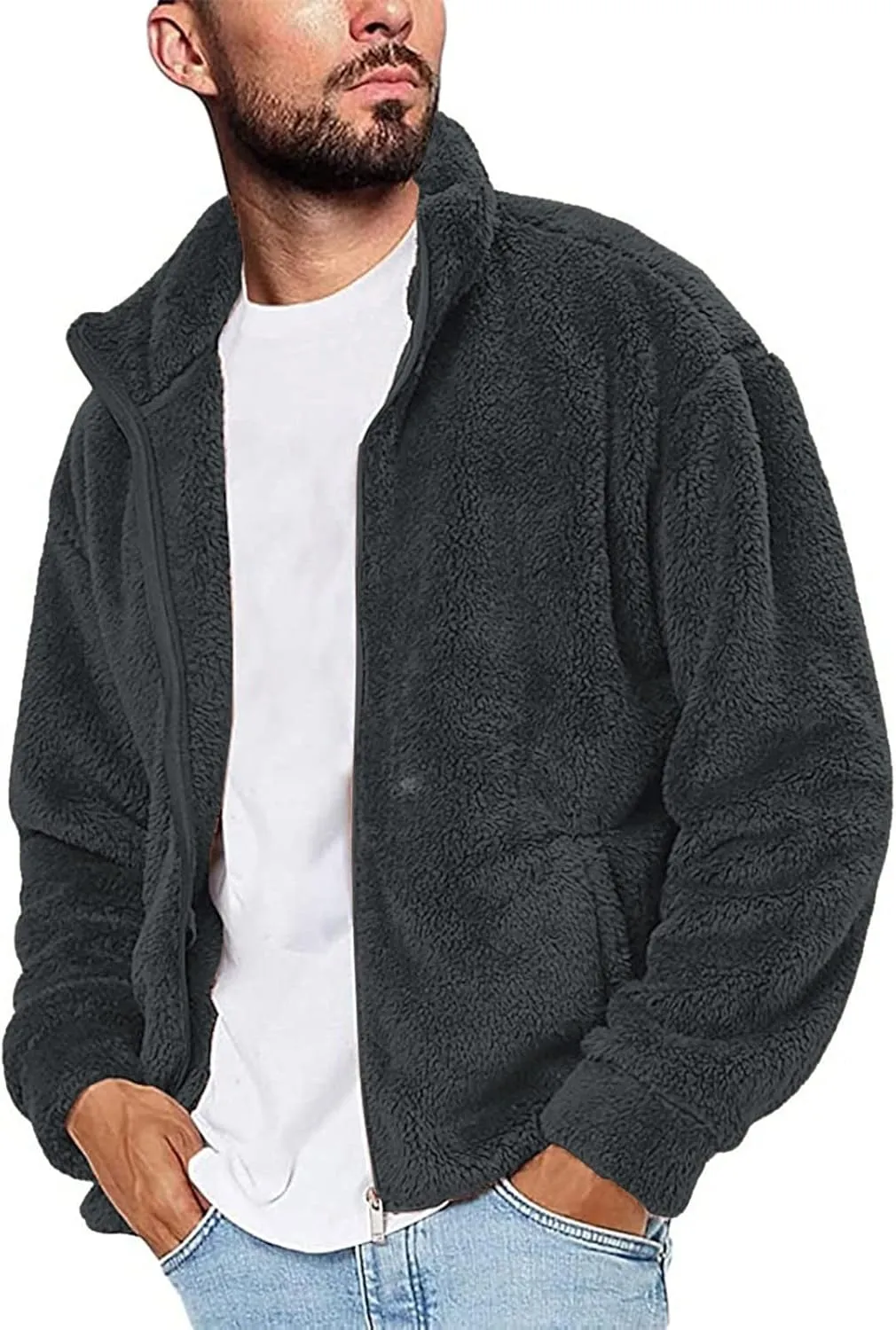 LCMTWX Men's Winter Thickened Warm Coats Leisure Plus Size Hat Zip Pocket Cotton-Padded Warm Soft Hooded Jacket Coats