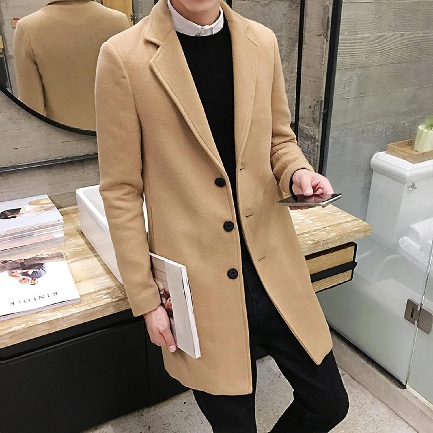 LCMTWX Winter Coats for Men Jacket Stand Collar Knitted Splice Sweater Coat Casual Cardigan Stylish Outwear Men's Thick