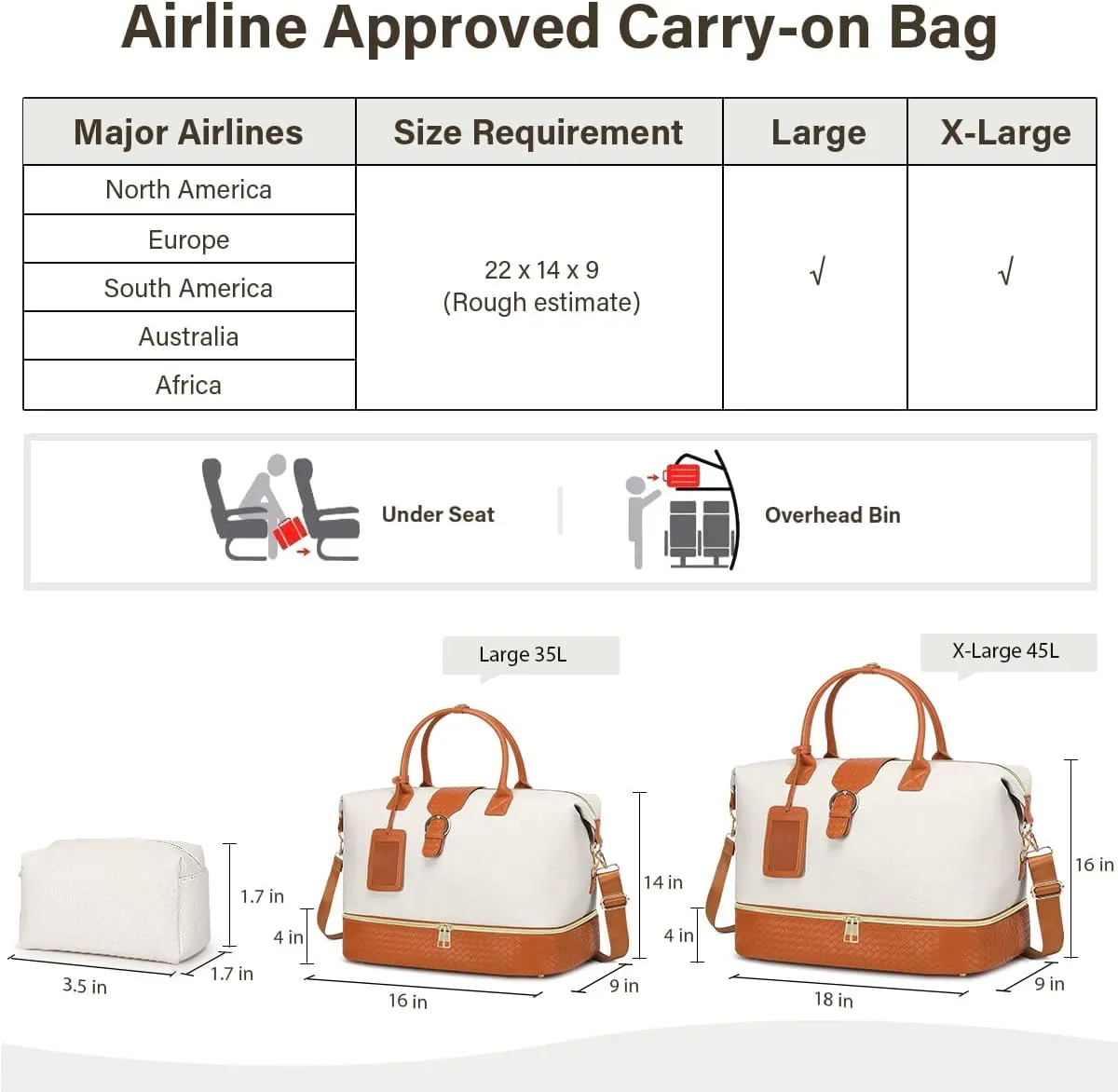 Leather Weekender Bags for Women, Travel Duffel Bag PU Overnight Bag Carry On Tote Bag with Shoe Compartment Wet Pocket, Beige Brown, X-Large, Travel Duffle Bag