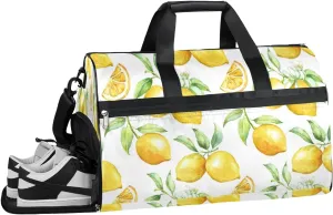 Lemon Summer Fruits Sports Gym Bag with Wet Pocket & Shoes Compartment Waterproof Workout Duffel Bag for Women and Men Weekender Overnight Duffle Bag Travel Carry-on Tote
