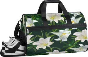 Lily Sports Gym Bag with Wet Pocket & Shoes Compartment Waterproof Workout Duffel Bag for Women and Men Weekender Overnight Duffle Bag Travel Carry-on Tote
