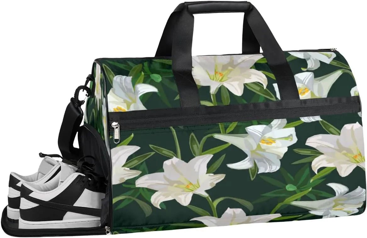 Lily Sports Gym Bag with Wet Pocket & Shoes Compartment Waterproof Workout Duffel Bag for Women and Men Weekender Overnight Duffle Bag Travel Carry-on Tote