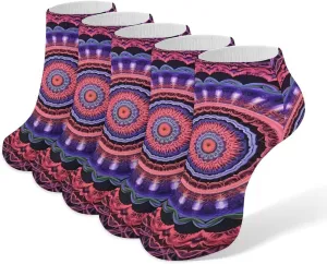 Mandala Boho 5 Pairs Low Cut Ankle Socks for Men Women Athletic Running Socks No Show Breathable