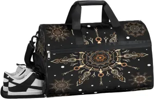 Mandala Snowflake Sports Gym Bag with Wet Pocket & Shoes Compartment Waterproof Workout Duffel Bag for Women and Men Weekender Overnight Duffle Bag Travel Carry-on Tote