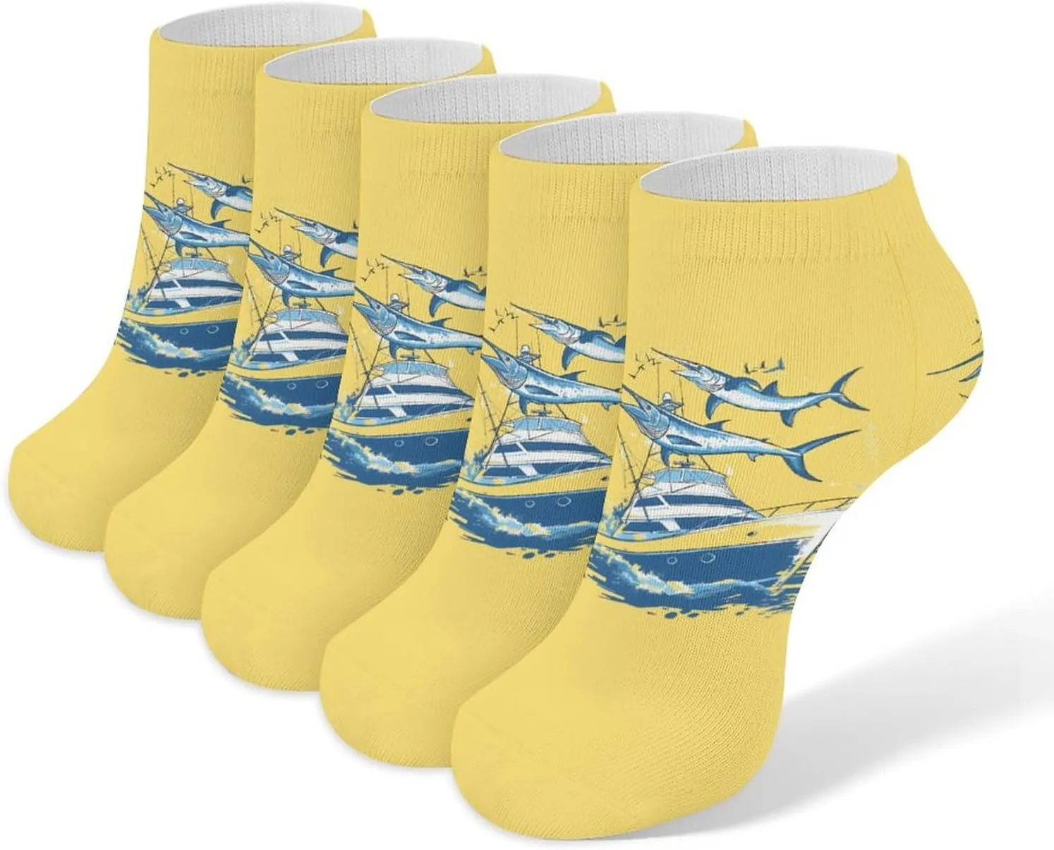 Marlin and Sails 5 Pairs Low Cut Ankle Socks for Men Women Athletic Running Socks No Show Breathable
