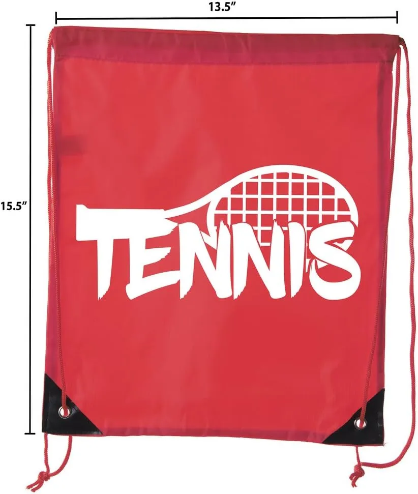 Mato & Hash Tennis Backpacks| Tennis Drawstring bags for Camp, Parties, and Fundraisers! - 10PK Red CA2500Tennis S4