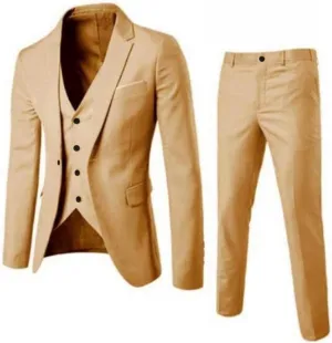 Men's 3 Piece Slim Fit Suit Sets 2 Button Solid Shawl Lapel Blazer Jacket Vest Pants Mens Suit Tuxedo Set for Party