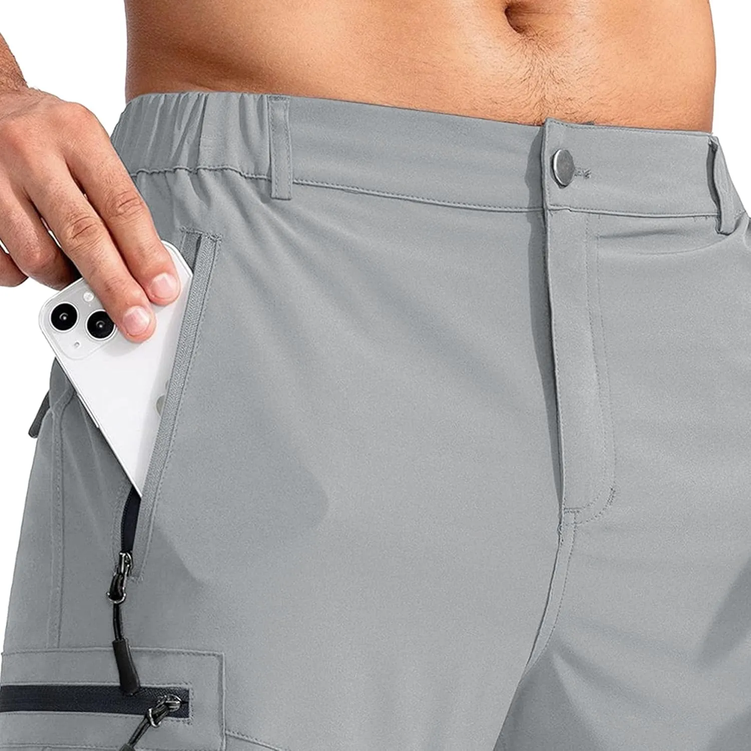 Men's 9" Quick Dry Casual Hiking Short Breathable Stretch Solid Camping Shorts Comfort Lightweight Cargo Work Shorts