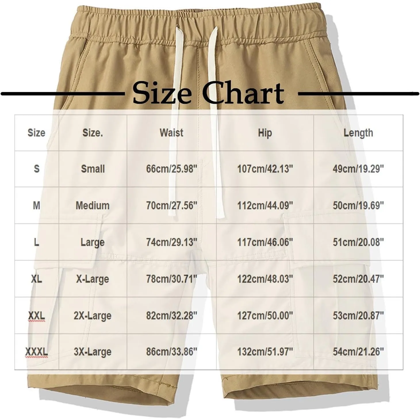 Men's Athletic Cargo Shorts Quick Dry with Pockets Button Zipper Elastic Waist Gym Running Hiking Outdoor Trunks