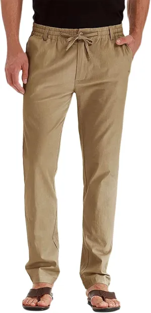 Men's Casual Pants Drawstring Elastic Waist Straight Leg Sweatpants Loose Fit Lightweight Outdoor Work Pants Pockets