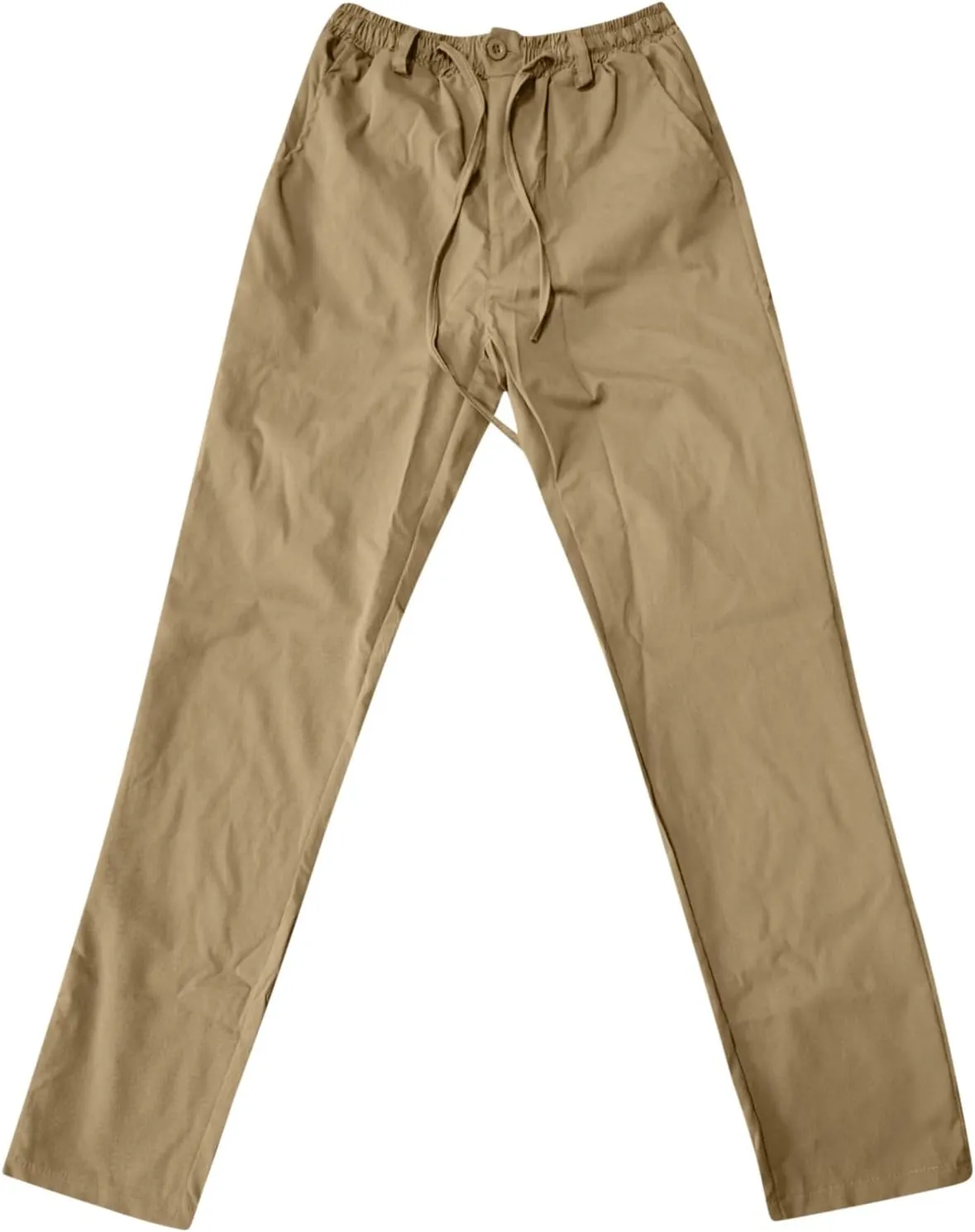 Men's Casual Pants Drawstring Elastic Waist Straight Leg Sweatpants Loose Fit Lightweight Outdoor Work Pants Pockets