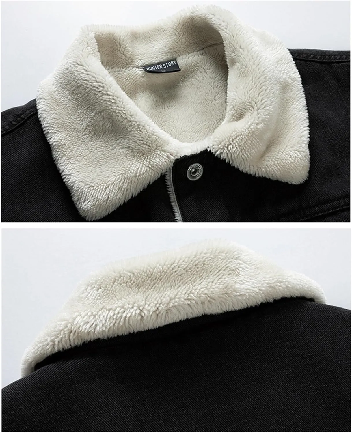 Men's Cowboy Coat Fleece Denim Jacket Trucker Sherpa Lined Fall Winter Jackets
