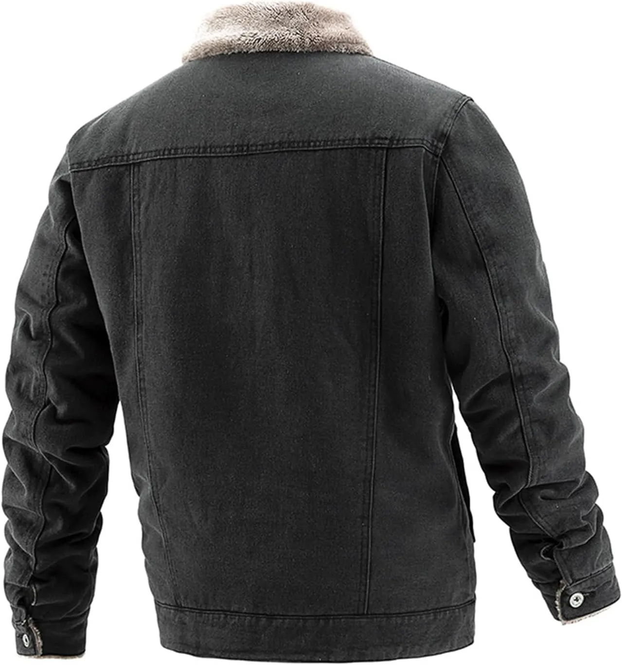 Men's Cowboy Coat Fleece Denim Jacket Trucker Sherpa Lined Fall Winter Jackets