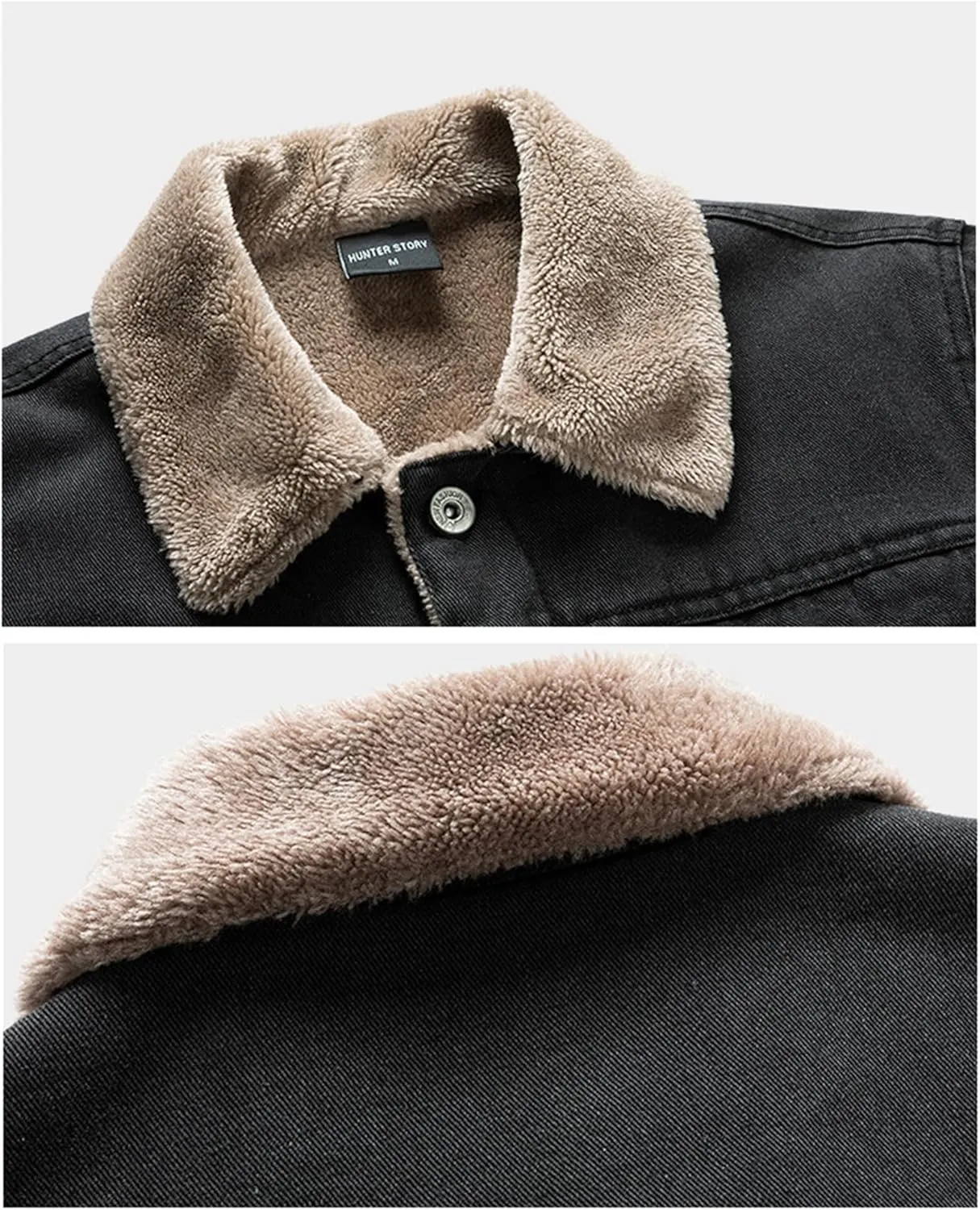 Men's Cowboy Coat Fleece Denim Jacket Trucker Sherpa Lined Fall Winter Jackets