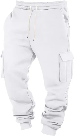 Mens Hiking Cargo Pants Large Elastic Waist Pants with Multi-Pocket Fit Drawstring Wide Trousers