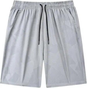 Men's Ice Silk Shorts Quick Dry with Pockets Athletic Breathable Lightweight Casual Print Outdoor Beach Trunks