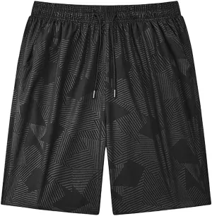 Men's Ice Silk Shorts Quick Dry with Pockets Athletic Breathable Lightweight Casual Print Outdoor Beach Trunks