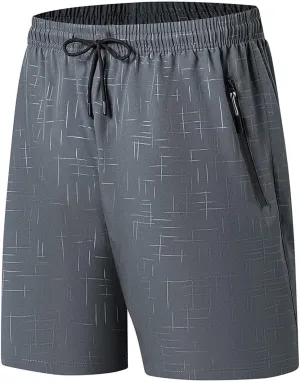 Men's Ice Silk Shorts Quick Dry with Pockets Athletic Workout Casual Breathable Lightweight Outdoor Beach Trunks