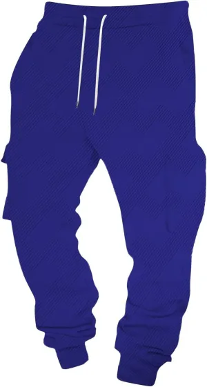 Men's Jogging Cargo Pants Lightweight Elastic Waist Pants with Multi-Pocket Fit Drawstring Large Trousers