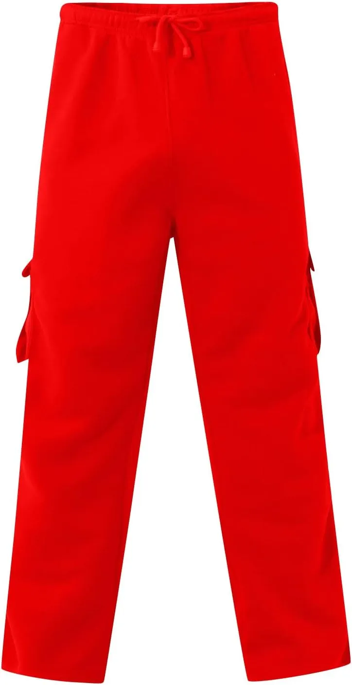 Men's Travel Cargo Pants Big and Tall Elastic Waist Pants with Multi-Pocket Loose Drawstring Lightweight Trousers