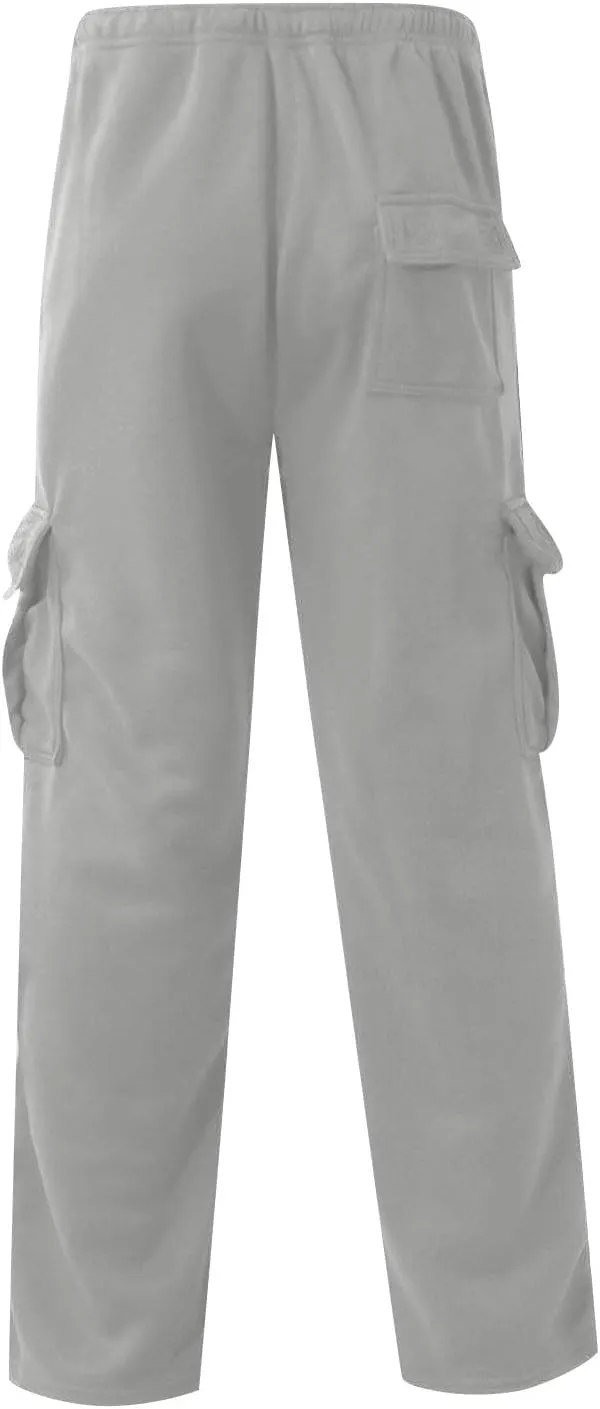 Men's Travel Cargo Pants Big and Tall Elastic Waist Pants with Multi-Pocket Loose Drawstring Lightweight Trousers