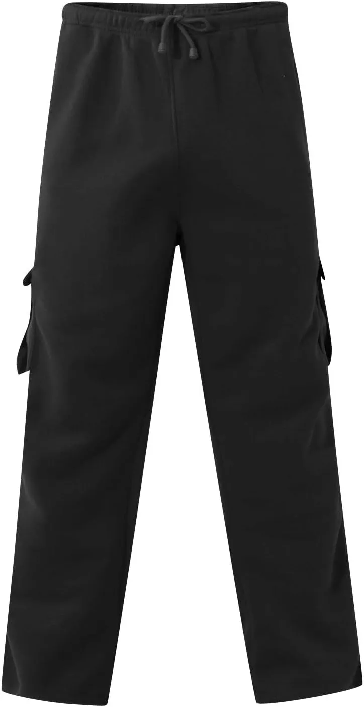 Men's Travel Cargo Pants Big and Tall Elastic Waist Pants with Multi-Pocket Loose Drawstring Lightweight Trousers