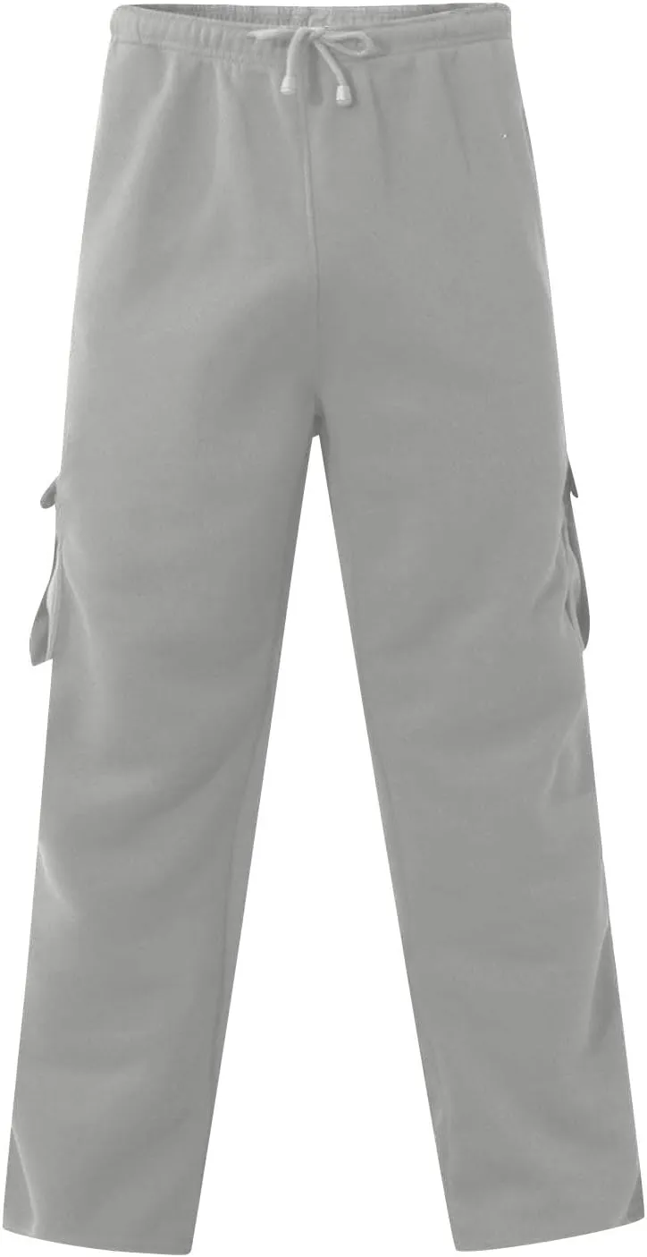 Men's Travel Cargo Pants Big and Tall Elastic Waist Pants with Multi-Pocket Loose Drawstring Lightweight Trousers