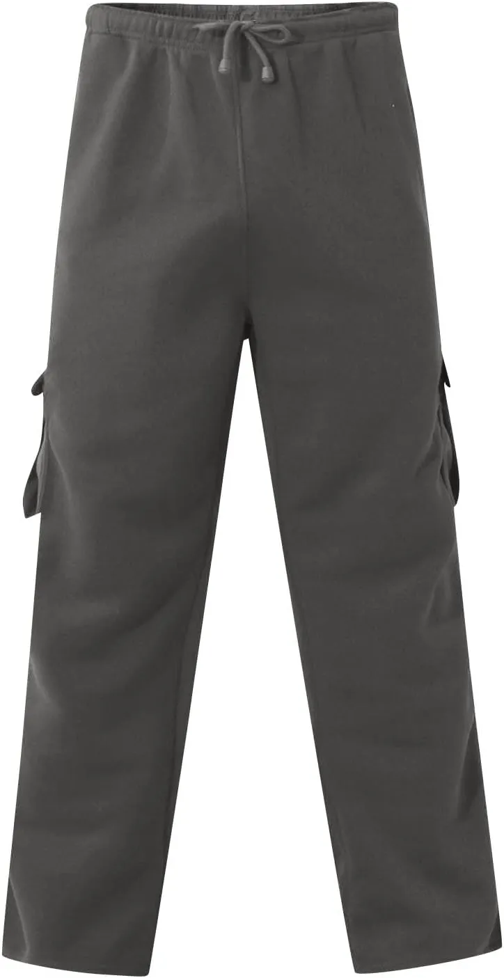Men's Travel Cargo Pants Big and Tall Elastic Waist Pants with Multi-Pocket Loose Drawstring Lightweight Trousers