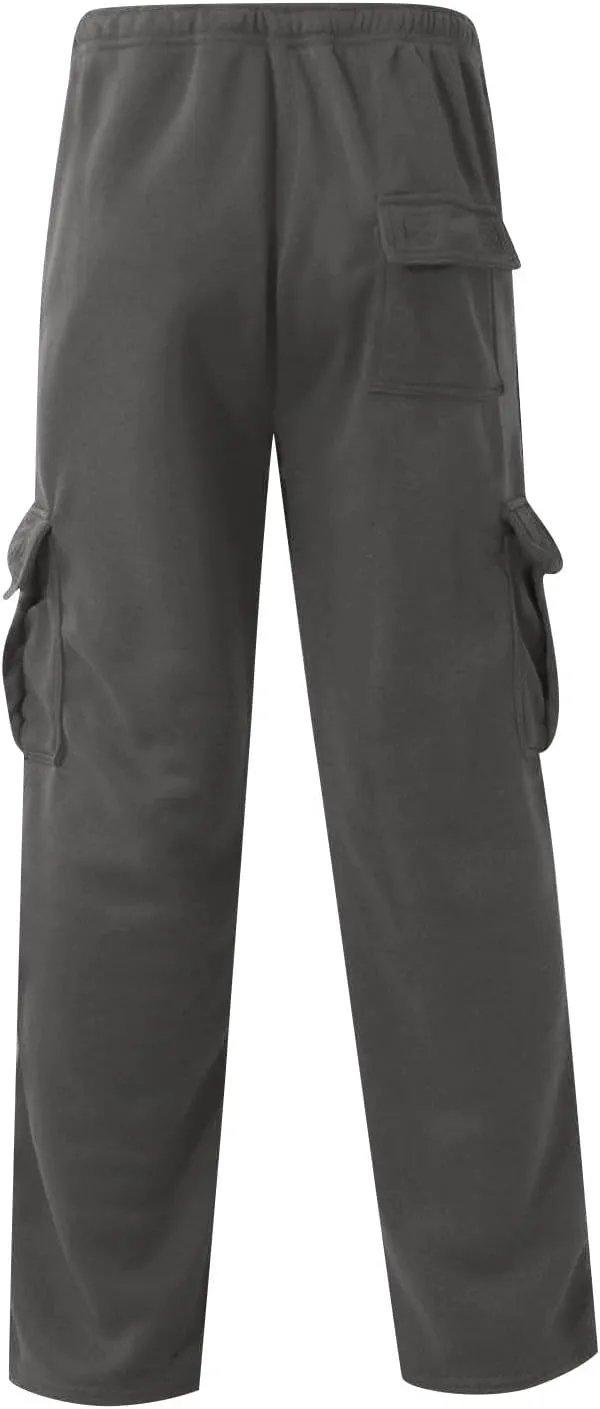 Men's Travel Cargo Pants Big and Tall Elastic Waist Pants with Multi-Pocket Loose Drawstring Lightweight Trousers