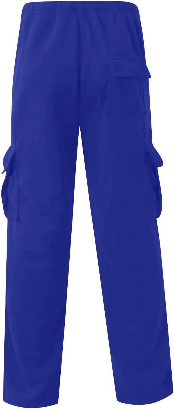 Mens Travel Cargo Pants Wide Elastic Waist Pants with Multi-Pocket Baggy Drawstring Lightweight Trousers
