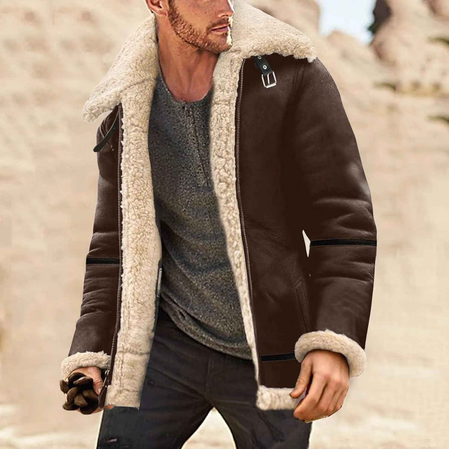 Men's Winter Jacket Windproof Coat Leisure Plus Size Hat Zip Pocket Cotton-Padded Warm Soft Hooded Jacket Coats