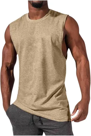Mens Workout Sleeveless Shirts 2025 Summer Beach Soft Cotton Casual Stringer Tank Tops Bodybuilding Fitness T-Shirts