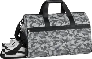 Modern Camouflage Sports Gym Bag with Wet Pocket & Shoes Compartment Waterproof Workout Duffel Bag for Women and Men Weekender Overnight Duffle Bag Travel Carry-on Tote
