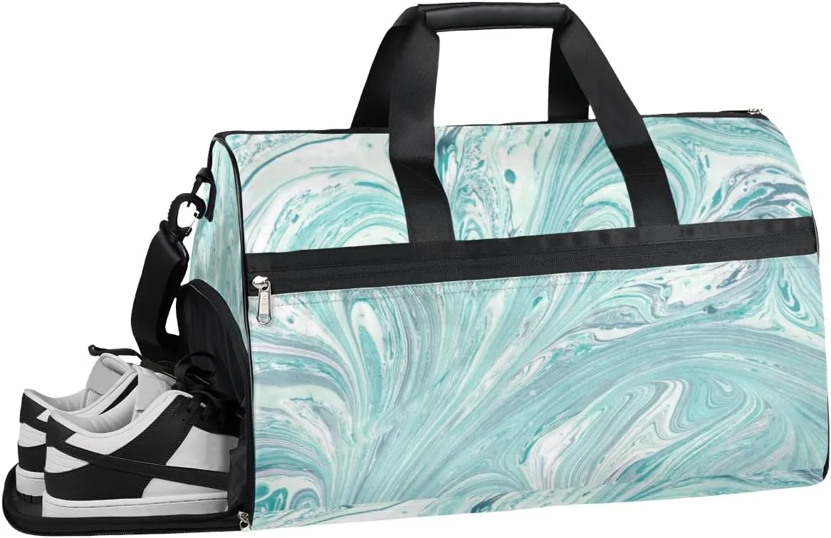 Ocean Camouflage Sports Gym Bag with Wet Pocket & Shoes Compartment Waterproof Workout Duffel Bag for Women and Men Weekender Overnight Duffle Bag Travel Carry-on Tote
