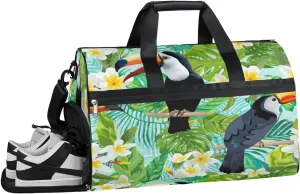 Parrot Pattern Sports Gym Bag with Wet Pocket & Shoes Compartment Waterproof Workout Duffel Bag for Women and Men Weekender Overnight Duffle Bag Travel Carry-on Tote
