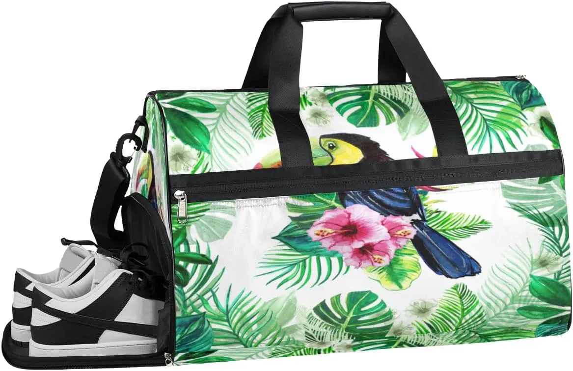 Parrot Sports Gym Bag with Wet Pocket & Shoes Compartment Waterproof Workout Duffel Bag for Women and Men Weekender Overnight Duffle Bag Travel Carry-on Tote