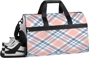 Pattern Grid Sports Gym Bag with Wet Pocket & Shoes Compartment Waterproof Workout Duffel Bag for Women and Men Weekender Overnight Duffle Bag Travel Carry-on Tote