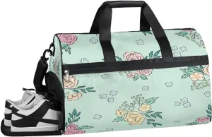 Peony Sports Gym Bag with Wet Pocket & Shoes Compartment Waterproof Workout Duffel Bag for Women and Men Weekender Overnight Duffle Bag Travel Carry-on Tote