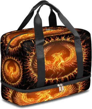 Phoenix Bird Sports Gym Bag with Shoes Compartment,Artist Travel Duffel Bag for Men Women Boys Girls Teens Overnight Weekend Yoga Workout Bag Training Handbag