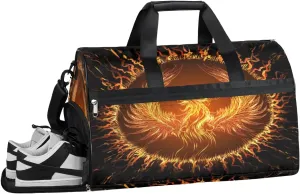 Phoenix Cool Art Sports Gym Bag for Women and Men Travel Duffel Bag Overnight Shoulder Bag Waterproof Workout Bag Portable Sports Tote with Shoes Compartment
