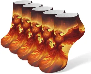 Phoenixes Bird Fire Frame 5 Pairs Low Cut Ankle Socks for Men Women Athletic Running Socks No Show Breathable