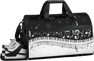 Piano Keys Sports Gym Bag with Wet Pocket & Shoes Compartment Waterproof Workout Duffel Bag for Women and Men Weekender Overnight Duffle Bag Travel Carry-on Tote