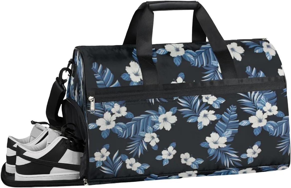 Plain Flower Sports Gym Bag with Wet Pocket & Shoes Compartment Waterproof Workout Duffel Bag for Women and Men Weekender Overnight Duffle Bag Travel Carry-on Tote
