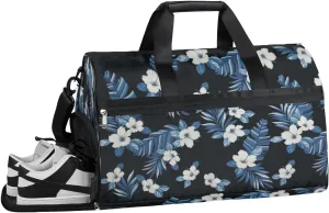 Plain Flower Sports Gym Bag with Wet Pocket & Shoes Compartment Waterproof Workout Duffel Bag for Women and Men Weekender Overnight Duffle Bag Travel Carry-on Tote