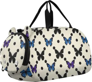 Polka Dot Animal Blue Butterfly Kids Cute Gym Bag with Shoes Compartment Multifunctional Travel Duffel with Adjustable Strap for Travel, Sports, Duffel, Weekender bolsos de para hombre