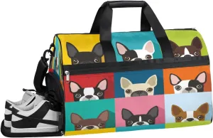 Puppies Sports Gym Bag with Wet Pocket & Shoes Compartment Waterproof Workout Duffel Bag for Women and Men Weekender Overnight Duffle Bag Travel Carry-on Tote