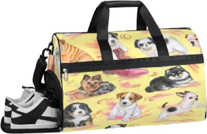 Puppy Design Sports Gym Bag with Wet Pocket & Shoes Compartment Waterproof Workout Duffel Bag for Women and Men Weekender Overnight Duffle Bag Travel Carry-on Tote